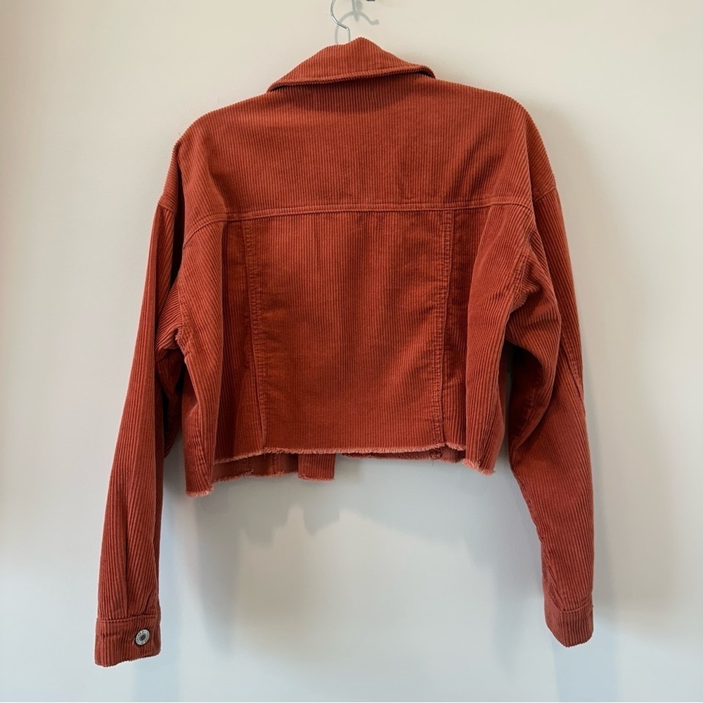 Forever 21 Cropped Jacket Corduroy Red Orange Small Valentines Cotton Transition - Picture 6 of 9